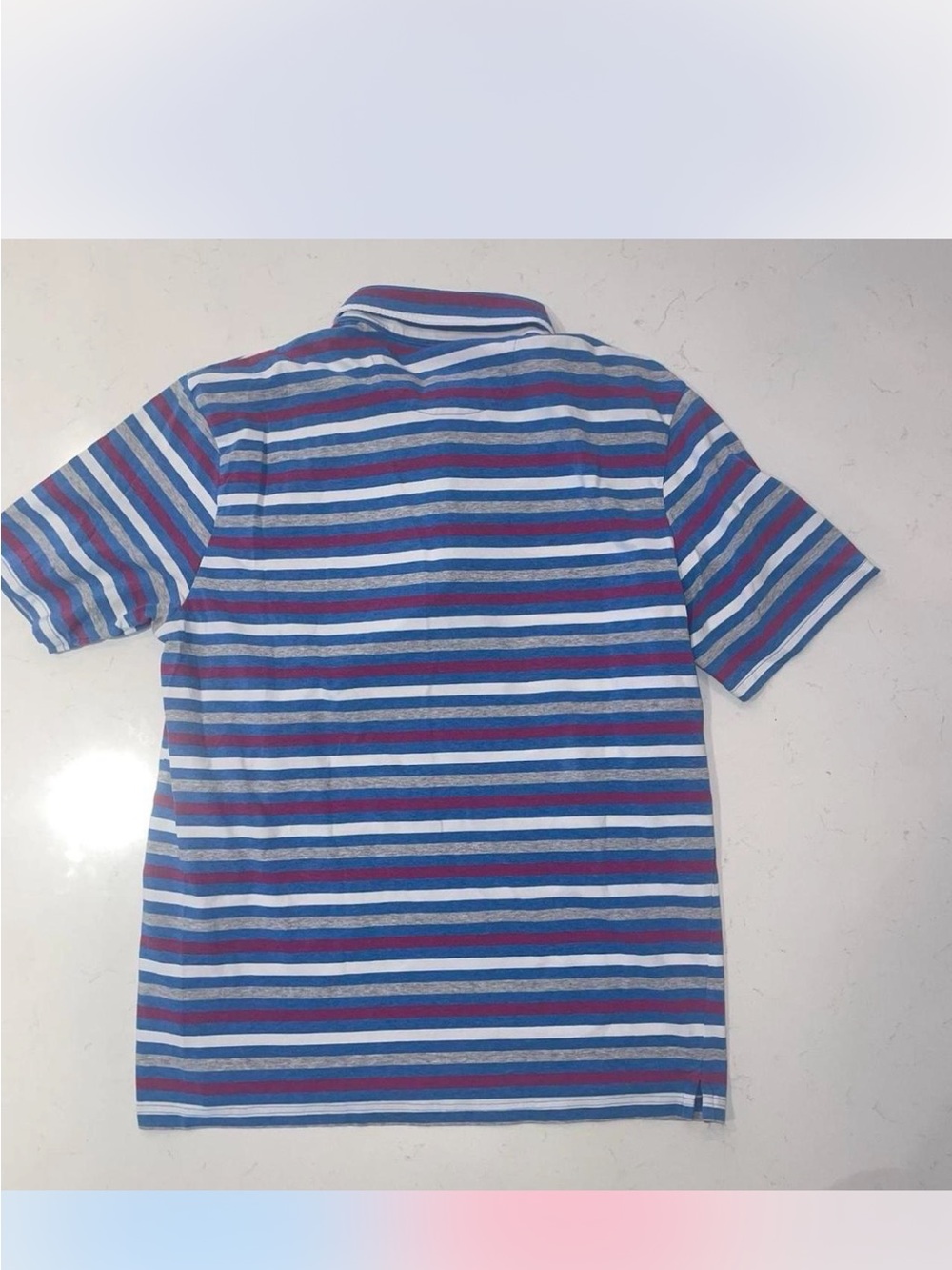 johnnie-O Blue, White & Red Striped Short Sleeve Polo Nice! - Picture 2 of 6